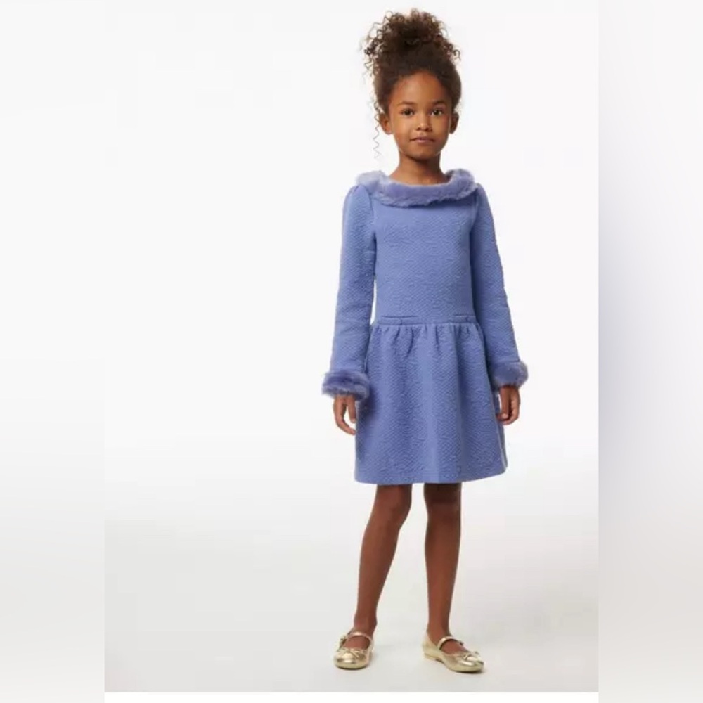 Janie and Jack Quilted Faux Fur Jaquard Dress